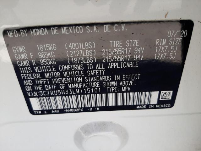 Photo 10 from auction – 2020 HONDA HR-V LX with VIN 3CZRU5H33LM715101