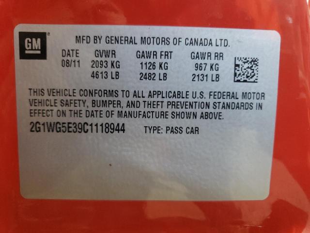 Photo 10 from auction – 2012 CHEVROLET IMPALA LT with VIN 2G1WG5E39C1118944