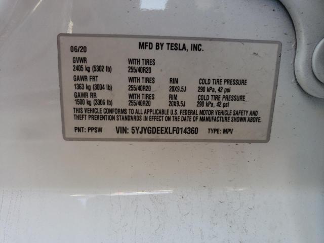 Photo 10 from auction – 2020 TESLA MODEL Y with VIN 5YJYGDEEXLF014360