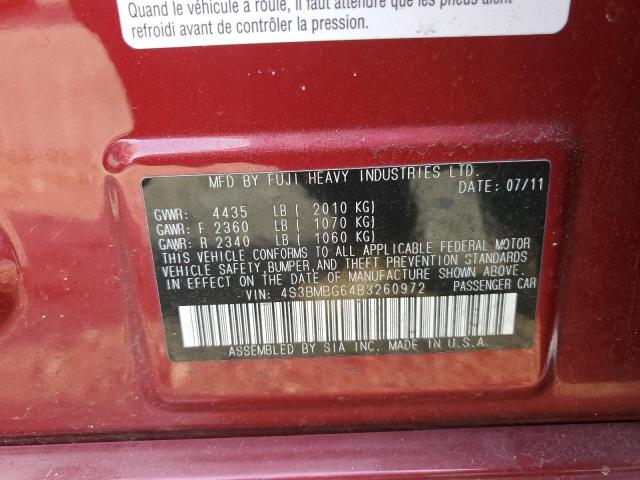 Photo 10 from auction – 2011 SUBARU LEGACY 2.5 with VIN 4S3BMBG64B3260972
