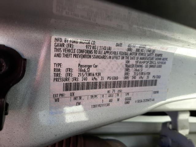 Photo 10 from auction – 2012 FORD FOCUS SE with VIN 1FAHP3F25CL101830