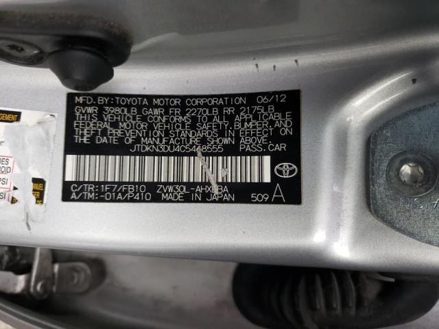 Photo 10 from auction – 2012 TOYOTA PRIUS with VIN JTDKN3DU4C5468555