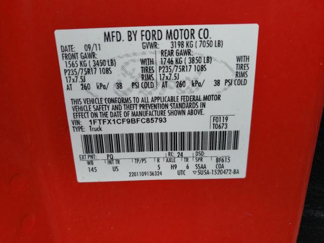 Photo 10 from auction – 2011 FORD F150 SUPER with VIN 1FTFX1CF9BFC85793