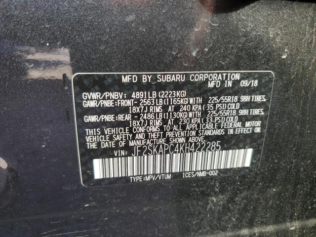 Photo 10 from auction – 2019 SUBARU FORESTER S with VIN JF2SKAPC4KH422285
