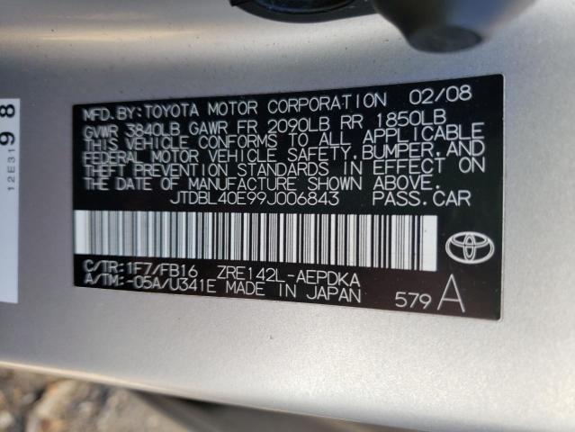 Photo 10 from auction – 2009 TOYOTA COROLLA BA with VIN JTDBL40E99J006843
