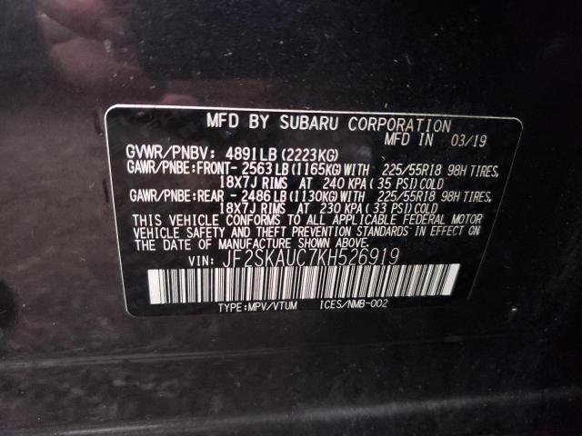 Photo 10 from auction – 2019 SUBARU FORESTER L with VIN JF2SKAUC7KH526919