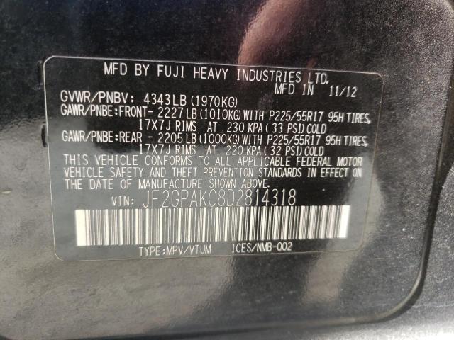 Photo 10 from auction – 2013 SUBARU XV CROSSTR with VIN JF2GPAKC8D2814318