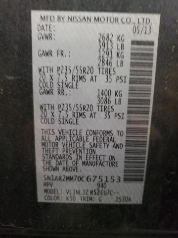 Photo 10 from auction – 2013 NISSAN PATHFINDER with VIN 5N1AR2MM7DC675153