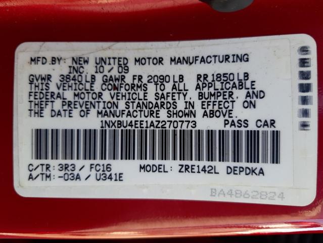 Photo 10 from auction – 2010 TOYOTA COROLLA BA with VIN 1NXBU4EE1AZ270773
