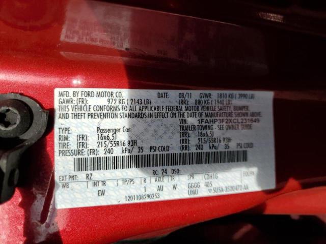 Photo 10 from auction – 2012 FORD FOCUS SE with VIN 1FAHP3F2XCL231649