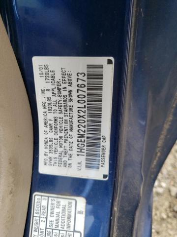 Photo 10 from auction – 2002 HONDA CIVIC EX with VIN 1HGEM220X2L007673