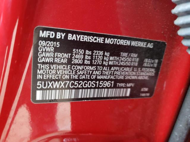 Photo 10 from auction – 2016 BMW X3 with VIN 5UXWX7C52G0S15961