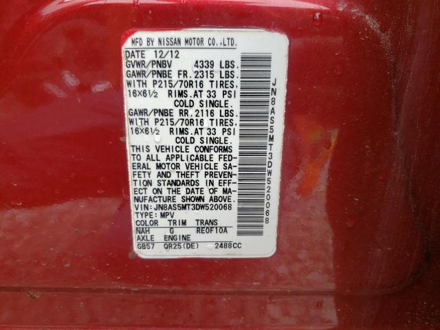 Photo 10 from auction – 2013 NISSAN ROGUE S with VIN JN8AS5MT3DW520068