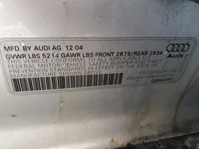 Photo 10 from auction – 2005 AUDI A6 3.2 QUA with VIN WAUDG74F95N085741
