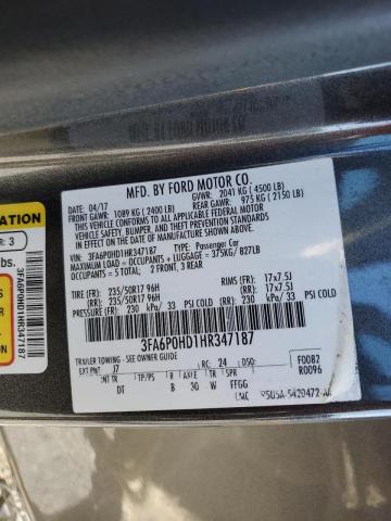 Photo 10 from auction – 2017 FORD FUSION SE with VIN 3FA6P0HD1HR347187