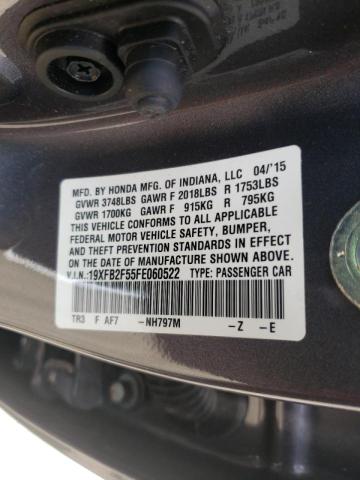Photo 10 from auction – 2015 HONDA CIVIC LX with VIN 19XFB2F55FE060522