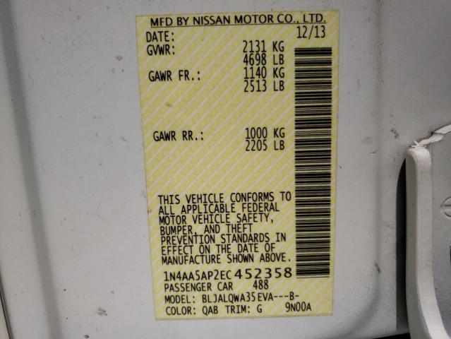 Photo 10 from auction – 2014 NISSAN MAXIMA S with VIN 1N4AA5AP2EC452358