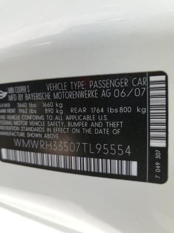 Photo 10 from auction – 2007 MINI COOPER S with VIN WMWRH33507TL95554