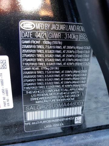 Photo 10 from auction – 2021 LAND ROVER RANGE ROVE with VIN SALGR2SU3MA448001