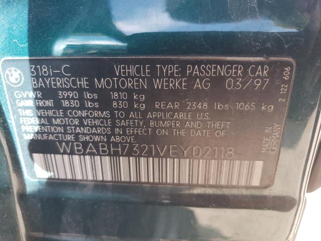 Photo 10 from auction – 1997 BMW 318 IC with VIN WBABH7321VEY02118