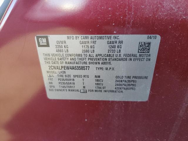 Photo 10 from auction – 2010 CHEVROLET EQUINOX LT with VIN 2CNALPEW4A6358577
