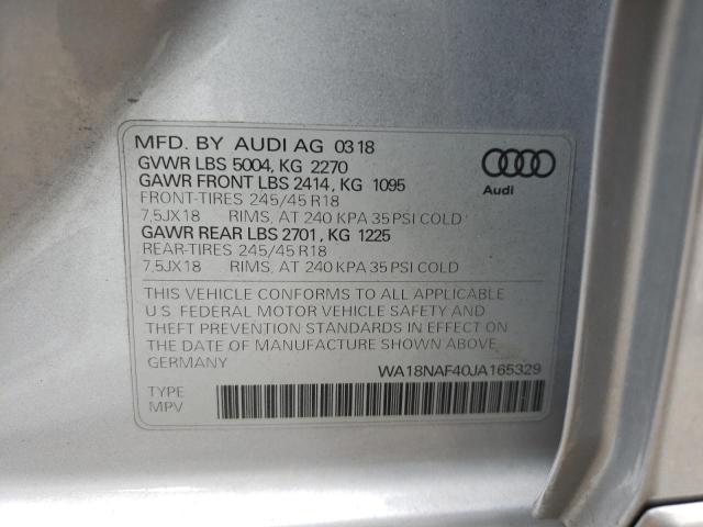 Photo 10 from auction – 2018 AUDI A4 ALLROAD with VIN WA18NAF40JA165329