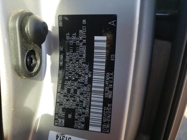 Photo 10 from auction – 2010 TOYOTA SIENNA CE with VIN 5TDKK4CC6AS321913