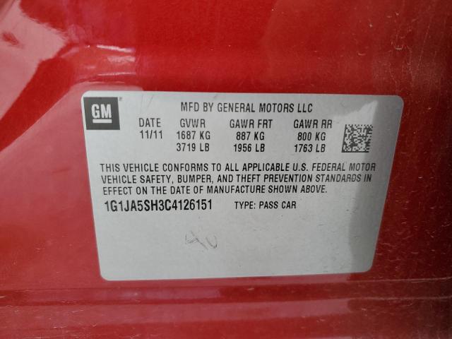 Photo 10 from auction – 2012 CHEVROLET SONIC LS with VIN 1G1JA5SH3C4126151