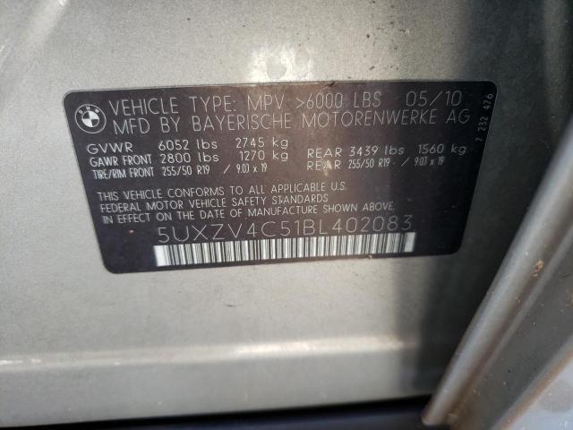Photo 10 from auction – 2011 BMW X5 XDRIVE3 with VIN 5UXZV4C51BL402083