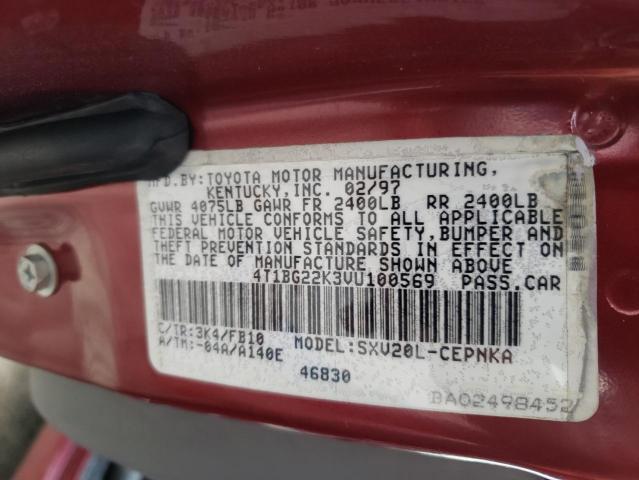 Photo 10 from auction – 1997 TOYOTA CAMRY CE with VIN 4T1BG22K3VU100569