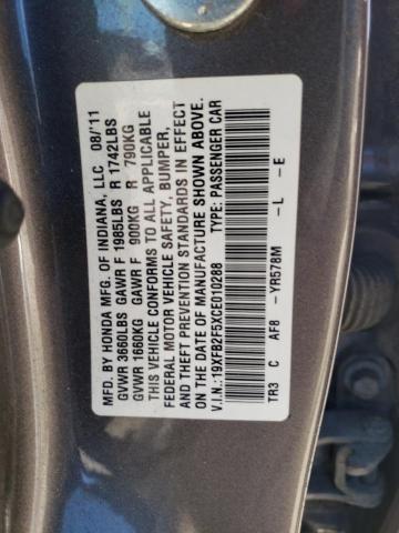 Photo 10 from auction – 2012 HONDA CIVIC LX with VIN 19XFB2F5XCE010288