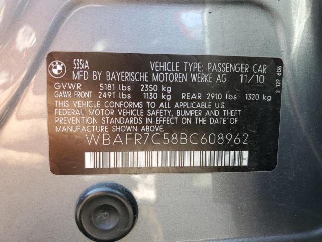 Photo 10 from auction – 2011 BMW 535 I with VIN WBAFR7C58BC608962