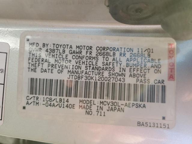 Photo 10 from auction – 2002 TOYOTA CAMRY LE with VIN JTDBF30K120027043