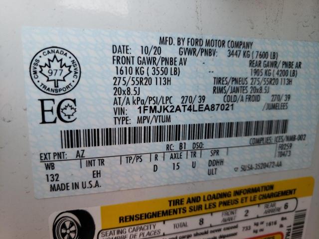 Photo 10 from auction – 2020 FORD EXPEDITION with VIN 1FMJK2AT4LEA87021