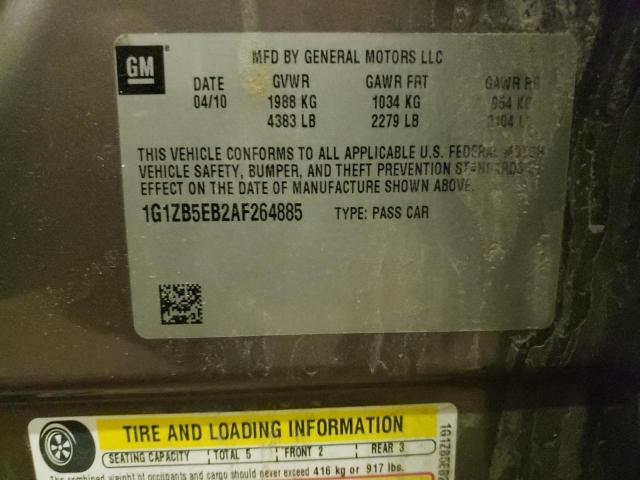 Photo 10 from auction – 2010 CHEVROLET MALIBU LS with VIN 1G1ZB5EB2AF264885
