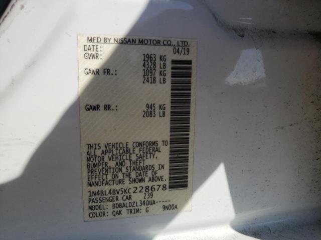 Photo 10 from auction – 2019 NISSAN ALTIMA S with VIN 1N4BL4BV5KC228678