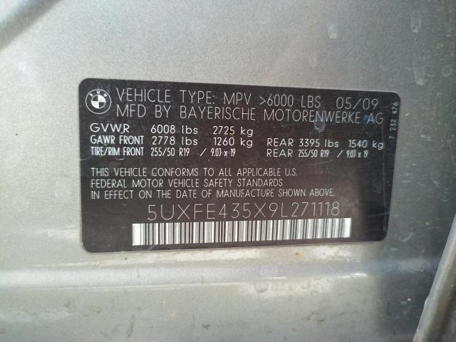 Photo 10 from auction – 2009 BMW X5 XDRIVE3 with VIN 5UXFE435X9L271118