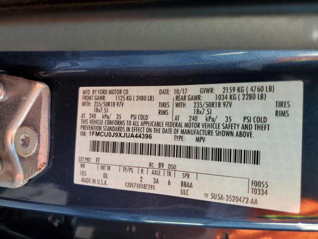 Photo 10 from auction – 2018 FORD ESCAPE TIT with VIN 1FMCU0J9XJUA44396