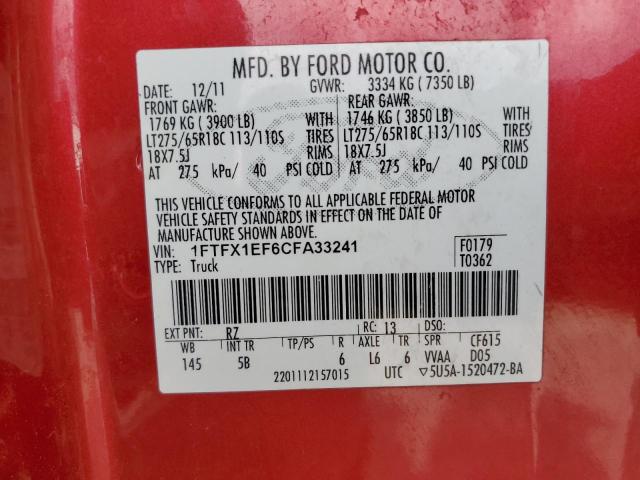 Photo 10 from auction – 2012 FORD F150 SUPER with VIN 1FTFX1EF6CFA33241