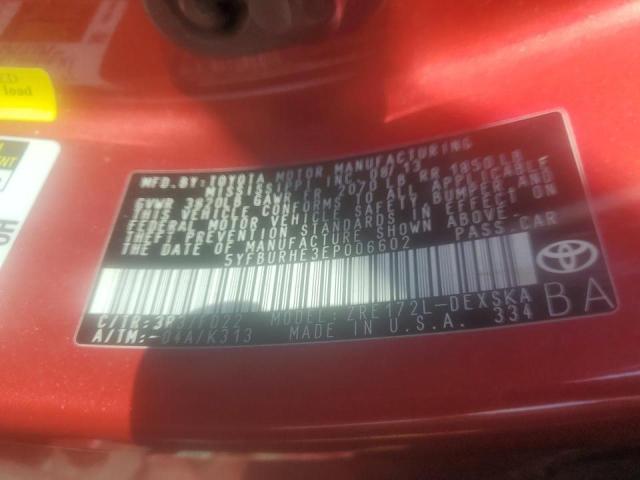 Photo 10 from auction – 2014 TOYOTA COROLLA L with VIN 5YFBURHE3EP006602
