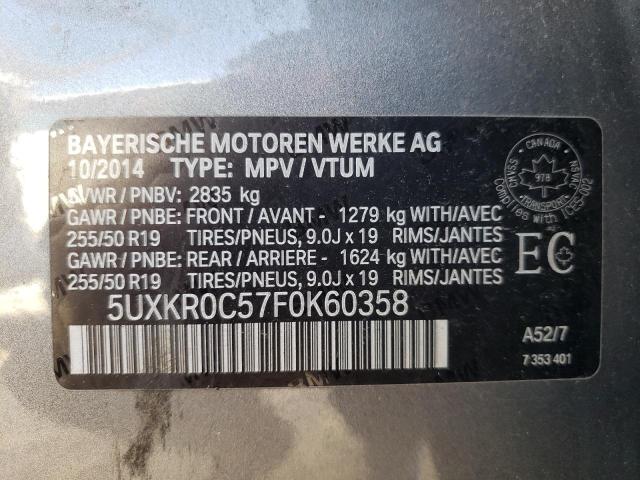 Photo 10 from auction – 2015 BMW X5 XDRIVE3 with VIN 5UXKR0C57F0K60358