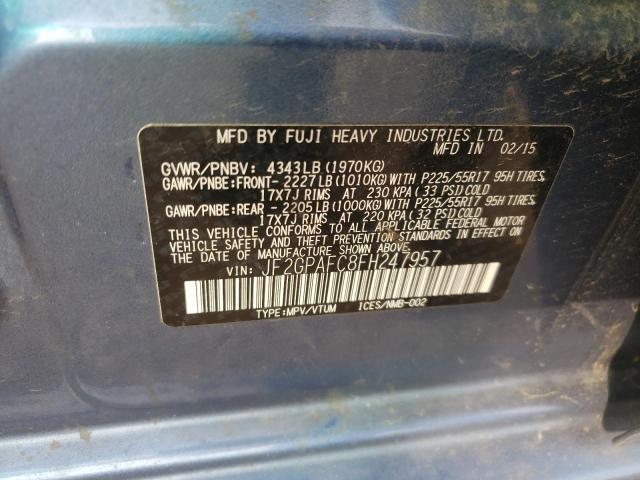 Photo 10 from auction – 2015 SUBARU XV CROSSTR with VIN JF2GPAFC8FH247957