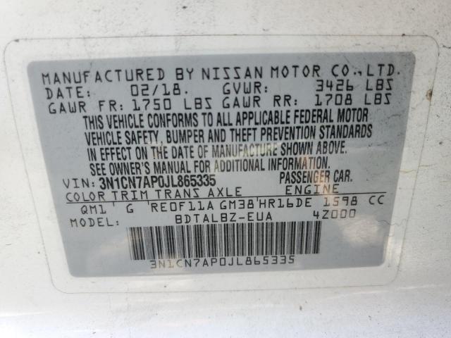 Photo 10 from auction – 2018 NISSAN VERSA S with VIN 3N1CN7AP0JL865335