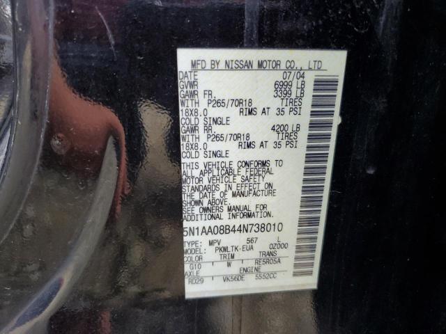 Photo 10 from auction – 2004 NISSAN ARMADA SE with VIN 5N1AA08B44N738010