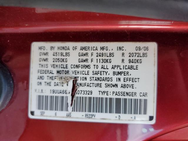 Photo 10 from auction – 2006 ACURA 3.2TL with VIN 19UUA66256A073329