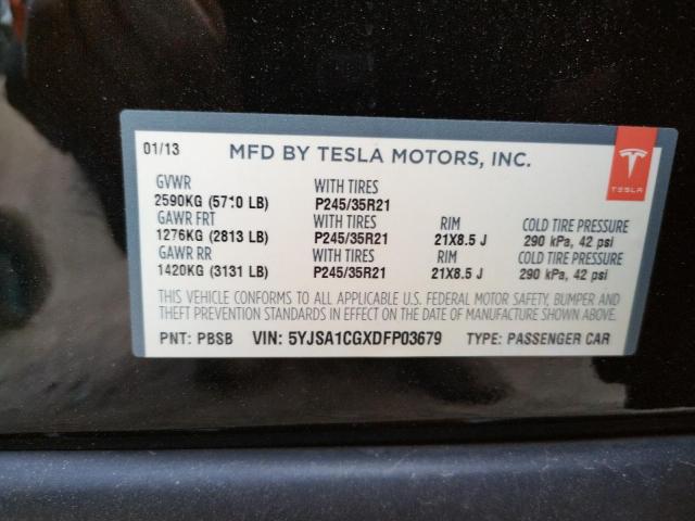 Photo 10 from auction – 2013 TESLA MODEL S with VIN 5YJSA1CGXDFP03679