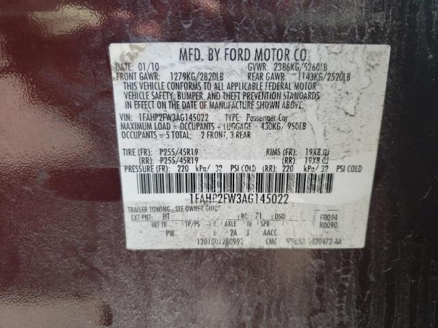 Photo 10 from auction – 2010 FORD TAURUS LIM with VIN 1FAHP2FW3AG145022