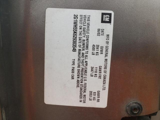 Photo 10 from auction – 2002 CHEVROLET IMPALA LS with VIN 2G1WH55K629383549