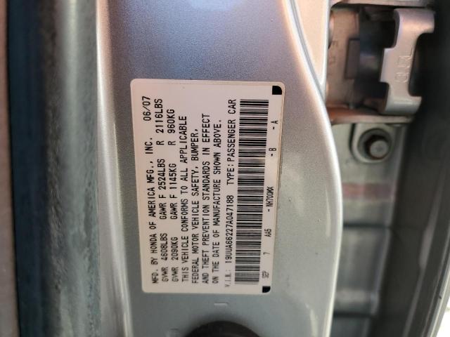 Photo 10 from auction – 2007 ACURA TL with VIN 19UUA66227A047188