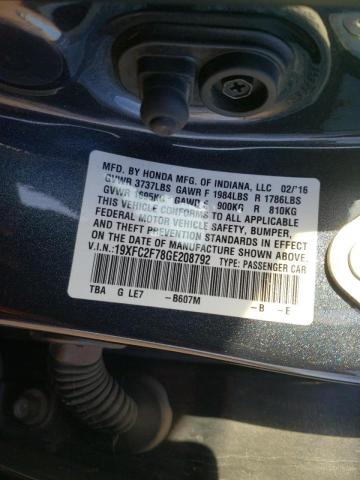 Photo 10 from auction – 2016 HONDA CIVIC EX with VIN 19XFC2F78GE208792